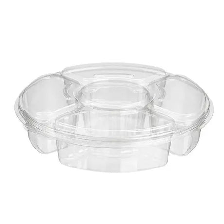 115 oz. Two Piece Round Platter with 5 Compartments - Case of 50 - #PL115C Inline Plastics