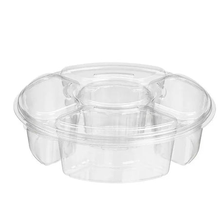 142 oz. Two Piece Round Platter with 5 Compartments - Case of 50 - #PL142C Inline Plastics
