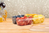 14"x 11" Two Piece Rectangular 4-Compartment Fruit Platter with Center Dip Cup  - Case of 60 - #PLQ116C4R