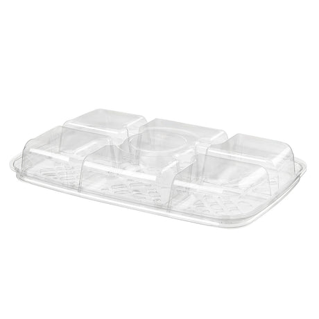 42 oz. Two-Piece 5-Compartment Plastic Platter with Anti-Migration - Case of 125 - #PLQ40C5