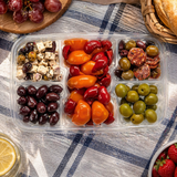 42 oz. Clear PET Plastic Two-Piece Platter with 5 Compartments - Case of 125 - #PLQ40C5F