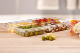 98 oz. Clear PET Plastic Two-Piece Platter with 4 Compartments - Case of 60 - #PLQ98C4