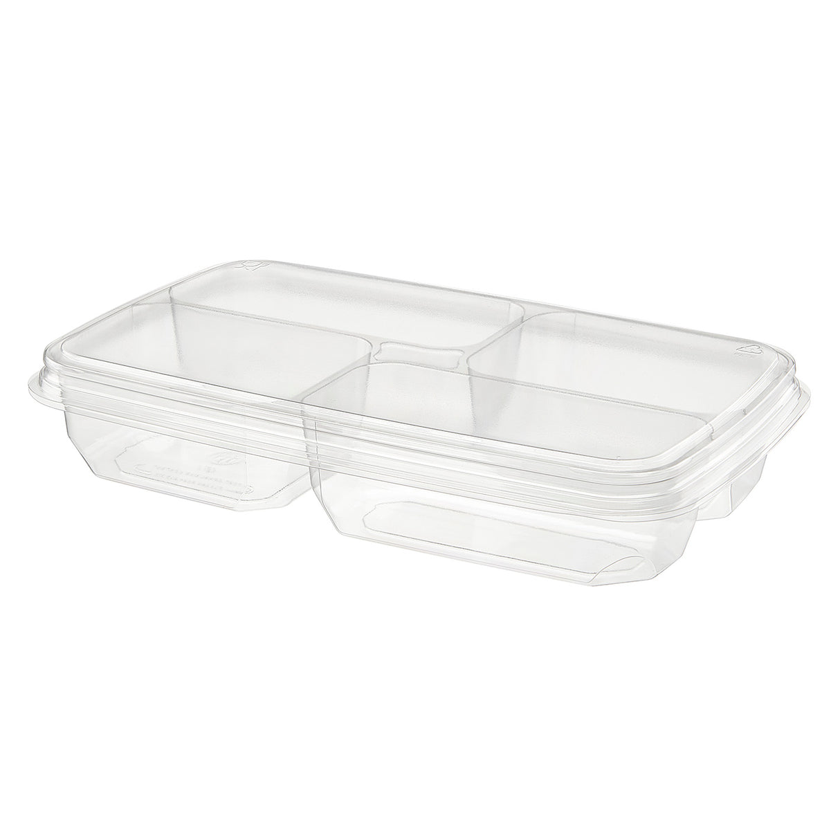 50 oz. Clear PET Plastic Two-Piece Platter with 4 Compartment - Case of 125 - #PLQ50C4