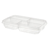 50 oz. Clear PET Plastic Two-Piece Platter with 4 Compartment - Case of 125 - #PLQ50C4