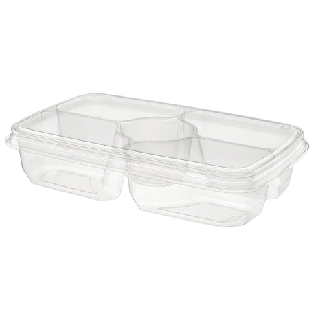 56 oz. Two Piece 4-Compartment Deli Platter with Center Dip Cup - Case of 125 - #PLQ56C4R