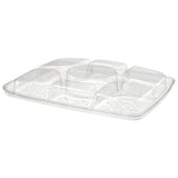 80 oz. Two-Piece 6 Compartment Platter with Center Dip Cup - Case of 60 - #PLQ80C6R