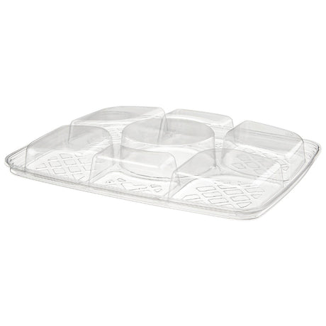 80 oz. Two-Piece 6 Compartment Platter with Center Dip Cup - Case of 60 - #PLQ80C6R