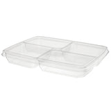 98 oz. Clear PET Plastic Two-Piece Platter with 4 Compartments - Case of 60 - #PLQ98C4