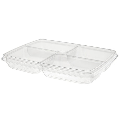 98 oz. Clear PET Plastic Two-Piece Platter with 4 Compartments - Case of 60 - #PLQ98C4
