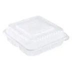 8 x 8 x 3 PP 3 Compartment Clear Hinged Take Out Container - Case of 200 Premier Essential