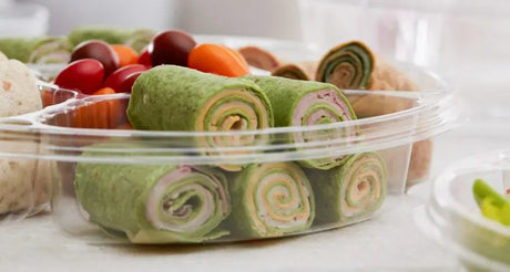 Safe-T-Fresh® tamper evident 5 compartment Party Platter #PL042C - Case of 100 Inline Plastics