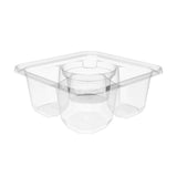 6" Clear PET Plastic 3-Compartment Tamper-Evident Container w/ Well - Case of 300 - #SBTG3W