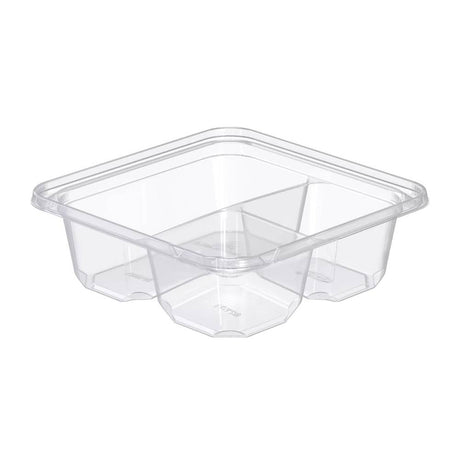 6" Clear PET Plastic 3-Compartment Tamper-Evident/Resistant Container - Case of 300 - #SBTG3