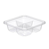 6" PET Plastic 4-Compartment Tamper-Evident/Resistant Clear Shallow Container - Case of 300 - #SBTG4S
