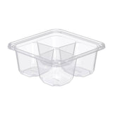 6" PET Plastic 4-Compartment Tamper-Evident/Resistant Clear Container - Case of 300 - #SBTG4