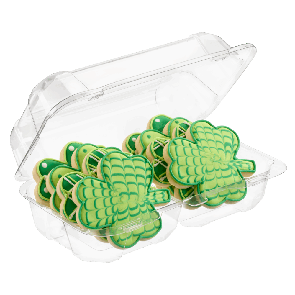 60 oz. Rectangular 2-Compartment Plastic Cookie Container with Barlock - Case of 460 - #SC35C2