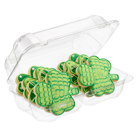 60 oz. Rectangular 2-Compartment Plastic Cookie Container with Barlock - Case of 460 - #SC35C2