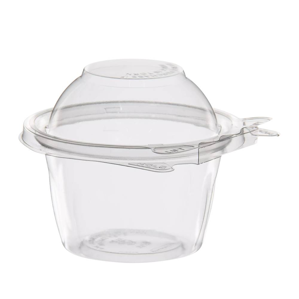 8 oz. PET Plastic Tamper-Evident Clear Snack Cup w/ Dome Lid - Case of 272 - #SC8D