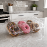 80 oz. Rectangular 3-Compartment Plastic Donut Container with Barlock  - Case of 300 - #SLP041