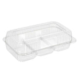 80 oz. Rectangular 3-Compartment Plastic Donut Container with Barlock  - Case of 300 - #SLP041