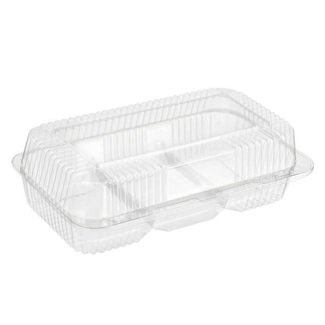 80 oz. Rectangular 3-Compartment Plastic Donut Container with Barlock  - Case of 300 - #SLP041