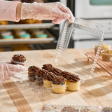 12-Count Rectangular Mini Muffin PET Plastic Hinged Container with Low Dome Lid - Case of 250 - #SLP34S