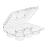 6-Count Rectangular Hinged PET Plastic Cupcake Container - Case of 300 - #SLP36