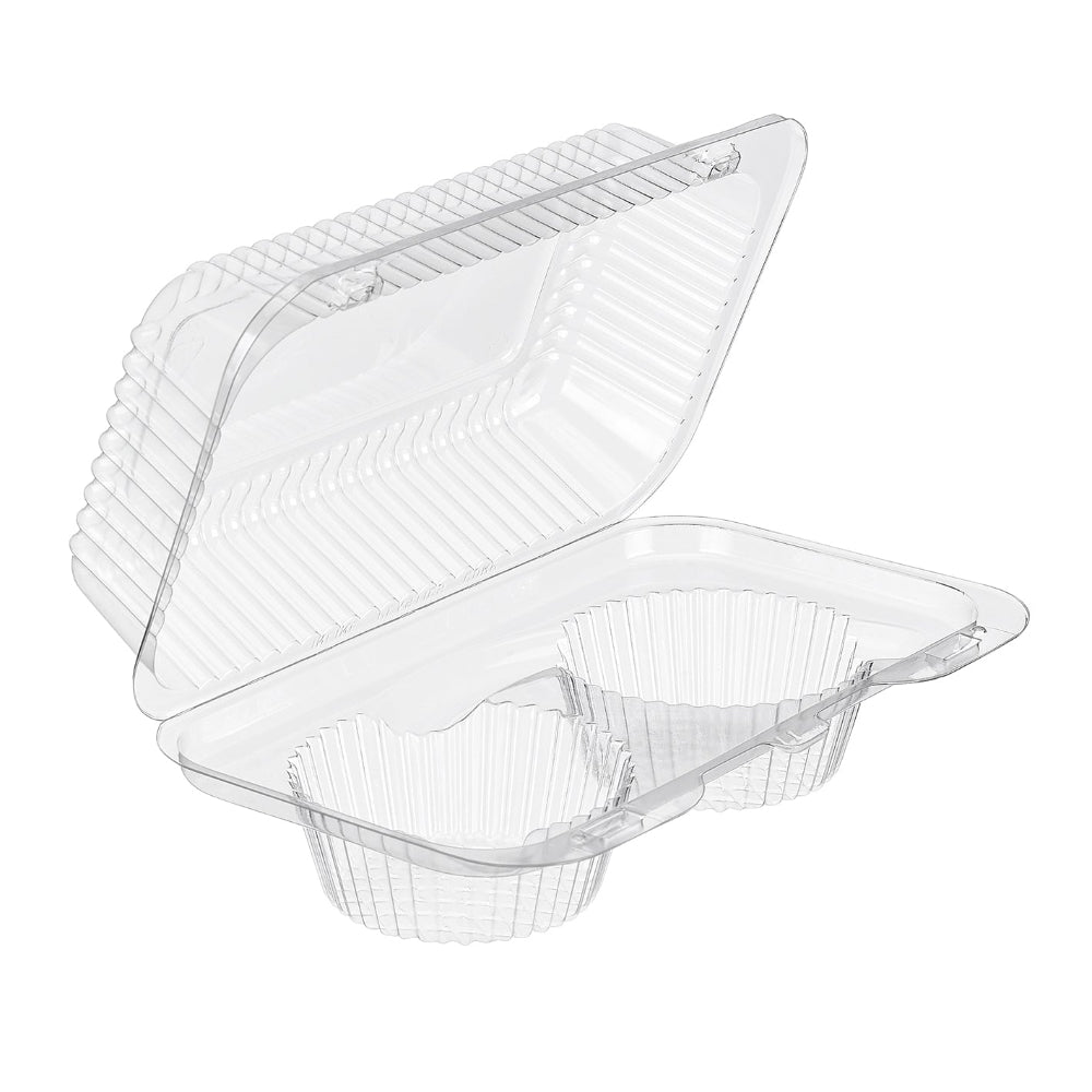 2-Count Hinged Plastic Muffin Container - Case of 500 - #SLP52