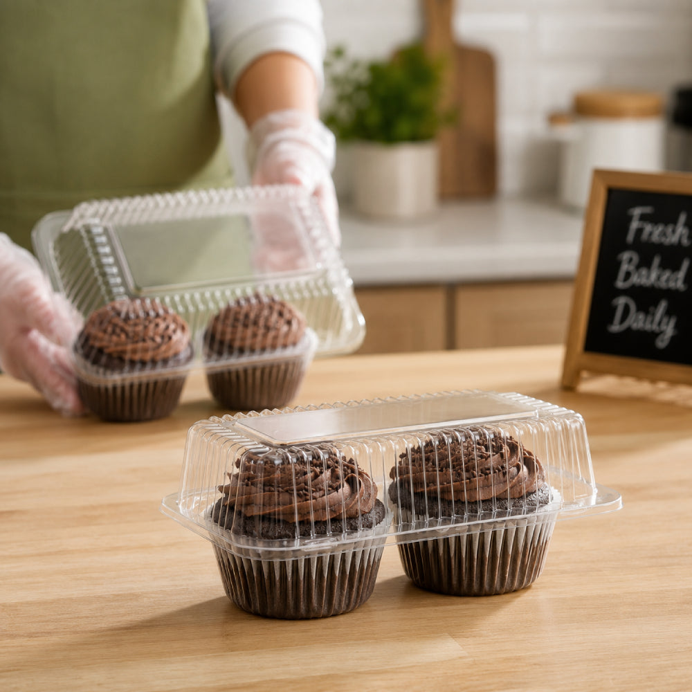 2-Count Hinged Plastic Muffin Container - Case of 500 - #SLP52