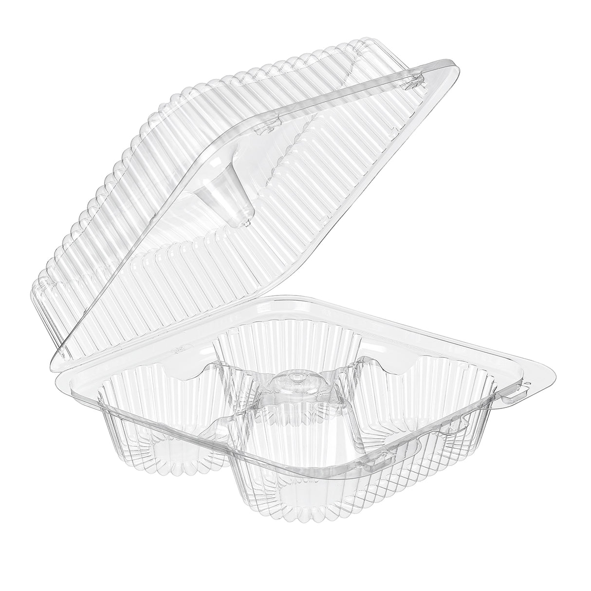 Low Dome 4 Compartment Plastic Cupcake/Muffin Container - Case of 300 - #SLP54P