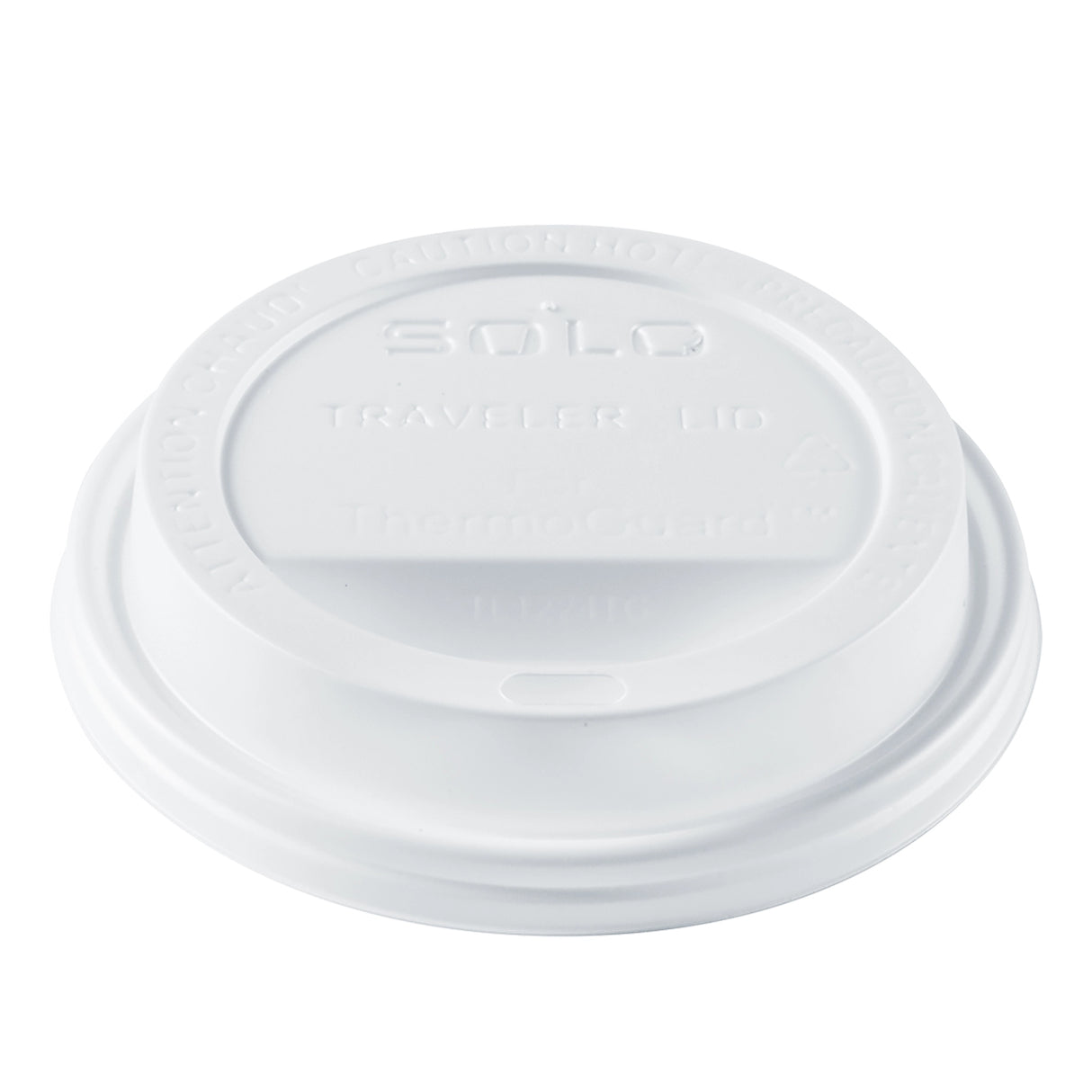 Dart Solo 12-24 oz. White HIPS Plastic Traveler® Lid with Sip Hole - Case of 1200 - #TL1224TG