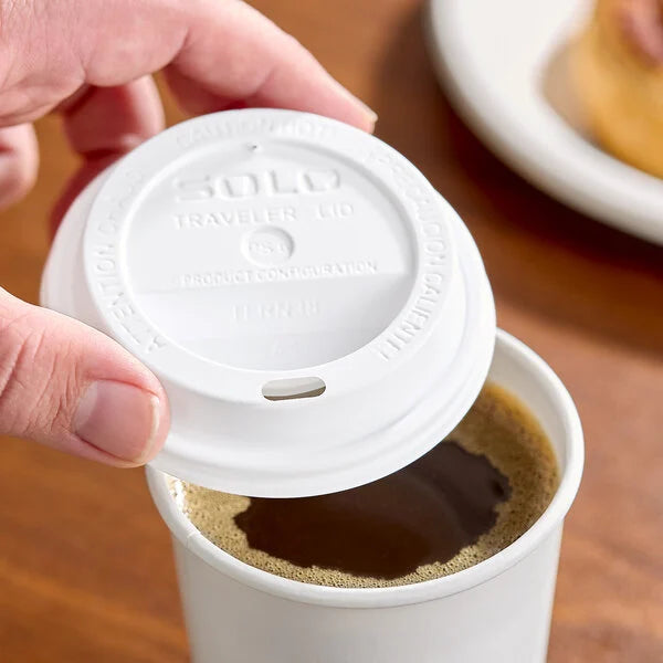 8 oz. White PS Plastic Traveler Dome Hot Cup Lid - Case of 1000 - #TL38R2-0007