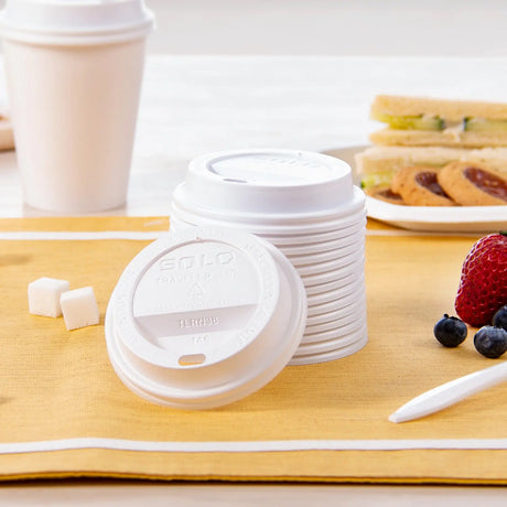 Dart Solo 8 oz. White PS Plastic Traveler® Dome Hot Cup Lid - Case of 1000 - #TL38R2-0007 Dart Container