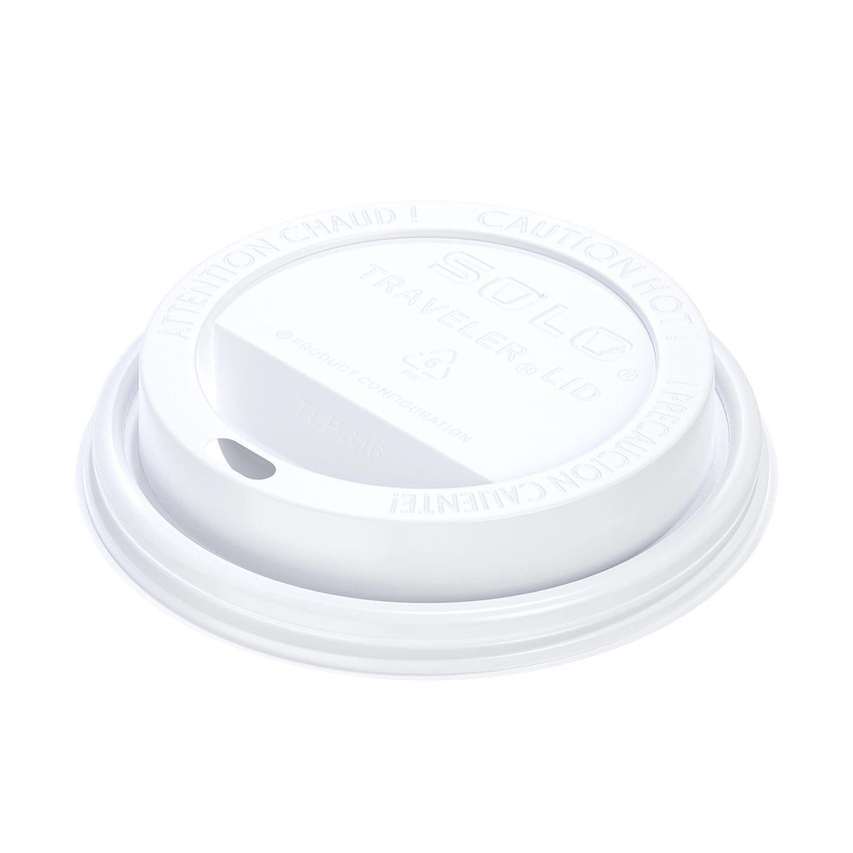Dart Solo 10-24 oz. White PS Plastic Traveler® Dome Cup Lid - Case of 1000 - #TLP316-0007