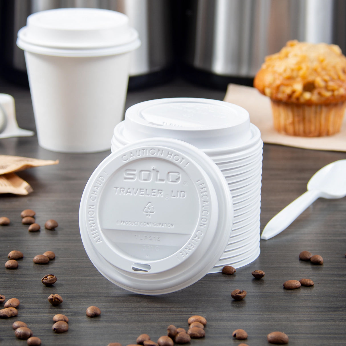Dart Solo 10-24 oz. White PS Plastic Traveler® Dome Cup Lid - Case of 1000 - #TLP316-0007