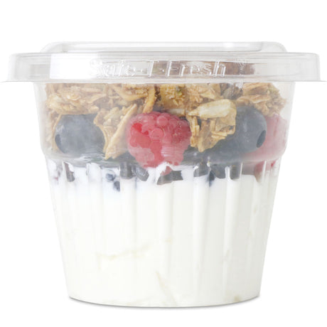 Inline Plastics Safe-T-Fresh Tamper Evident & Tamper Resistant Clamshell 12 oz. Square Top Cup with Round Base - Case of 232 - #TS12CCQ