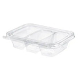 16 oz. Rectangular Tamper Evident & Tamper Resistant Deli Clamshell with 3 Compartments - Case of 192 - #TS16C3 Inline Plastics