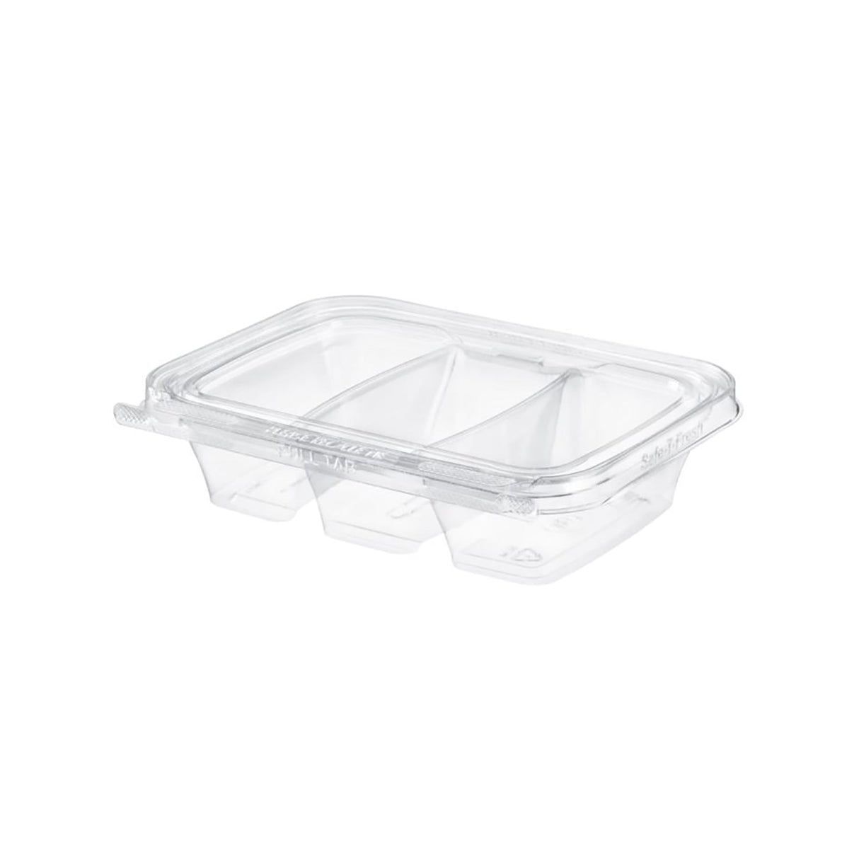 16 oz. Rectangular Tamper Evident & Tamper Resistant 3-Compartment Deli Clamshell Tub - Case of 192 - #TS16C3 Inline Plastics