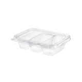 16 oz. Rectangular Tamper Evident & Tamper Resistant 3-Compartment Deli Clamshell Tub - Case of 192 - #TS16C3 Inline Plastics