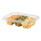 16 oz. Rectangular Tamper Evident & Tamper Resistant Deli Clamshell with 3 Compartments - Case of 192 - #TS16C3 Inline Plastics