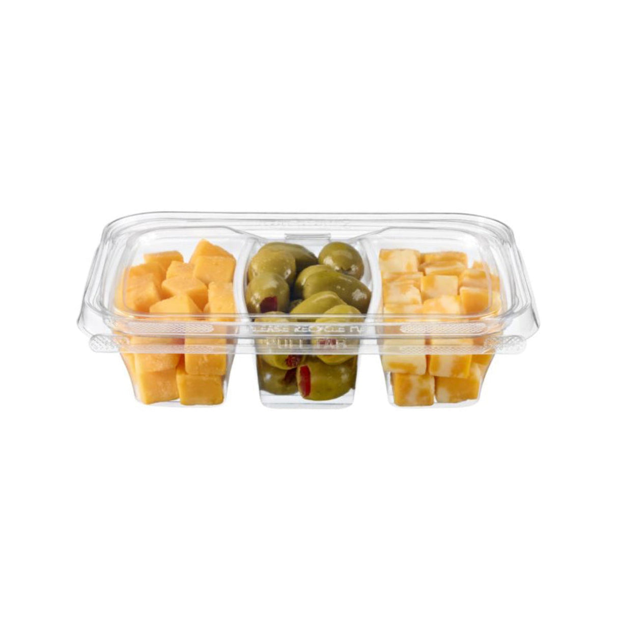 16 oz. Rectangular Tamper Evident & Tamper Resistant 3-Compartment Deli Clamshell Tub - Case of 192 - #TS16C3 Inline Plastics