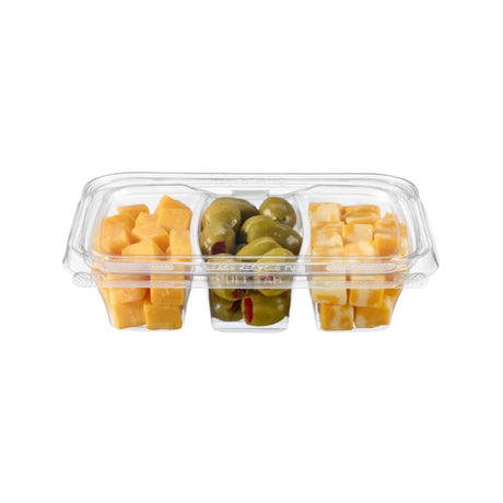 16 oz. Rectangular Tamper Evident & Tamper Resistant 3-Compartment Deli Clamshell Tub - Case of 192 - #TS16C3 Inline Plastics