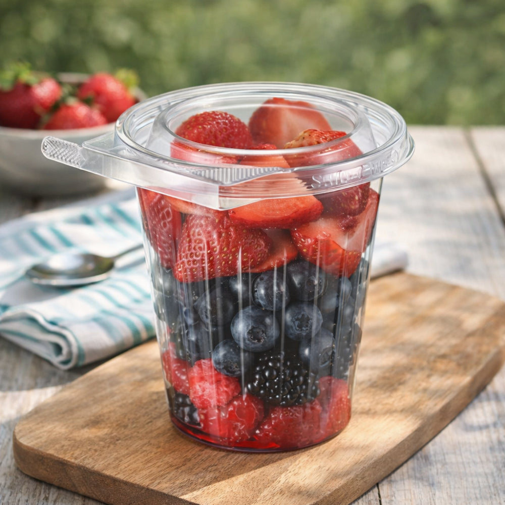 Safe-T-Fresh 16 oz. Tamper Evident & Resistant Clamshell Cup - Case of 232 - #TS16CCR