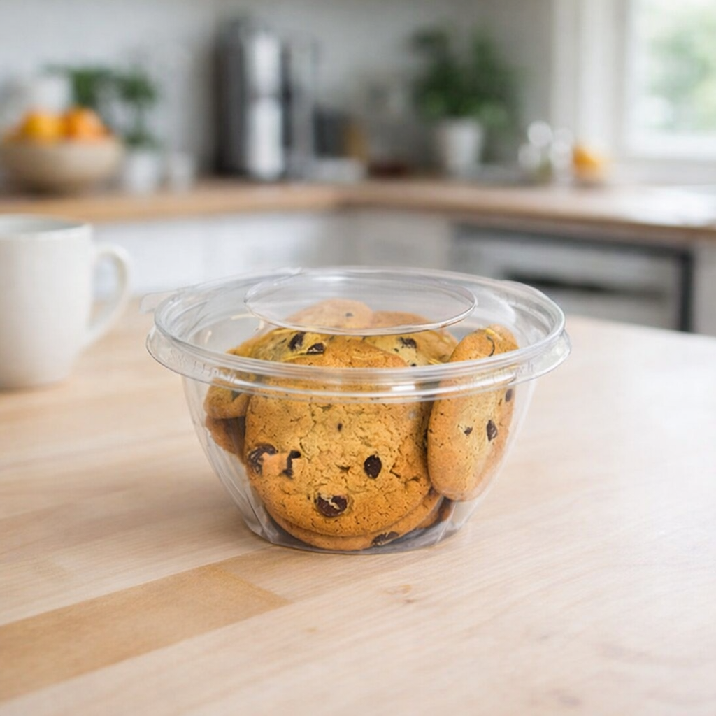 Safe-T-Fresh 32 oz. Tamper Evident & Tamper Resistant Clamshell Bowl - Case of 150 - #TS32RN