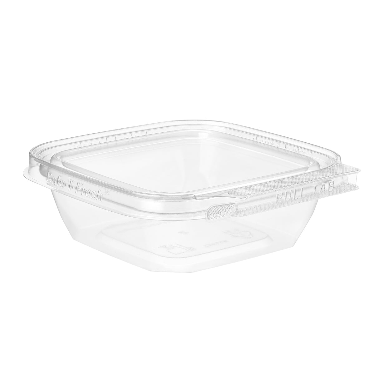 Inline Plastics Safe-T-Fresh 4x4 Square Tamper Evident & Tamper Resistant Clamshell Container, 8 oz. - Case of 300 - TS4008