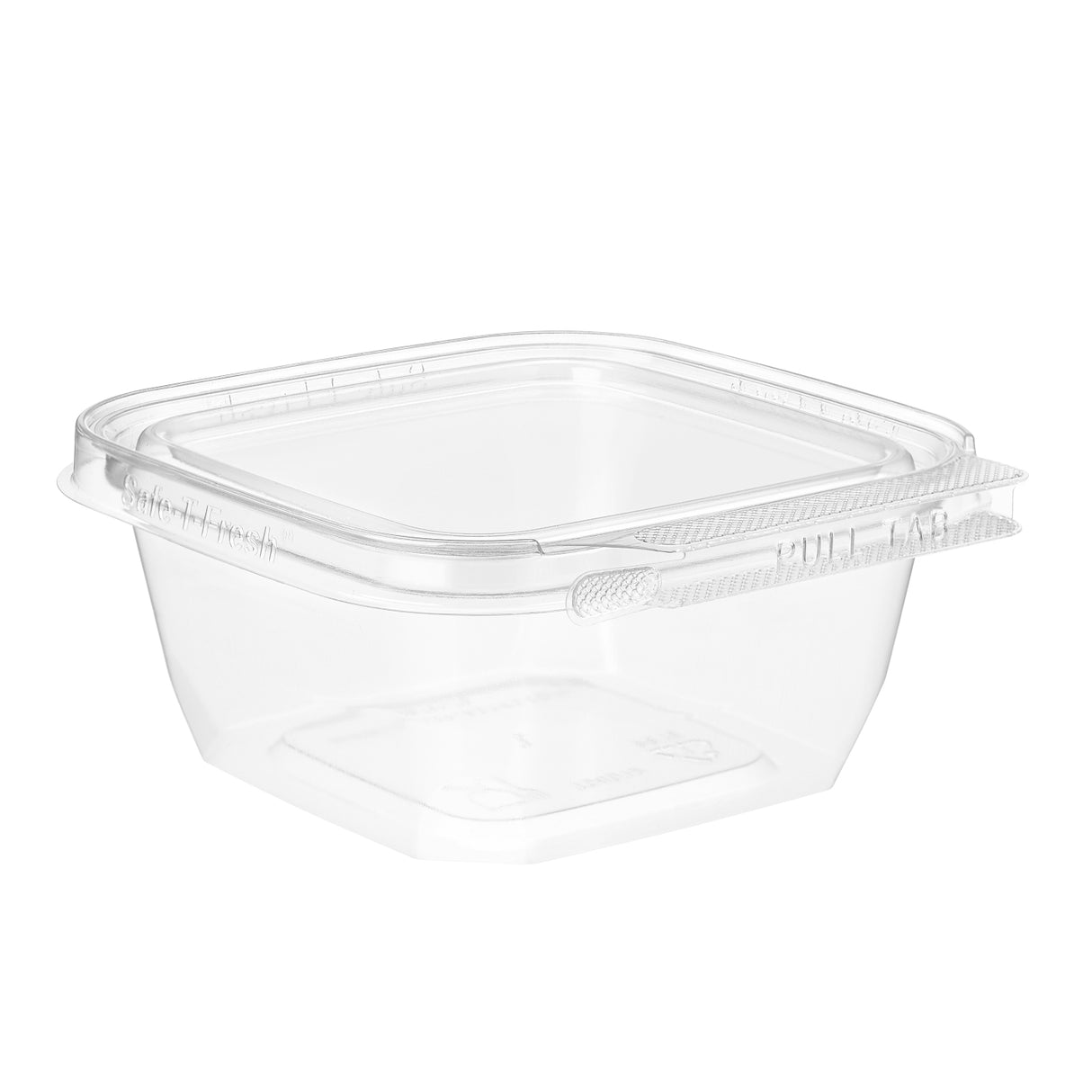 Inline Plastics Safe-T-Fresh 4x4 Square Tamper Evident & Tamper Resistant Clamshell Container, 12 oz. - Case of 288 - TS4012