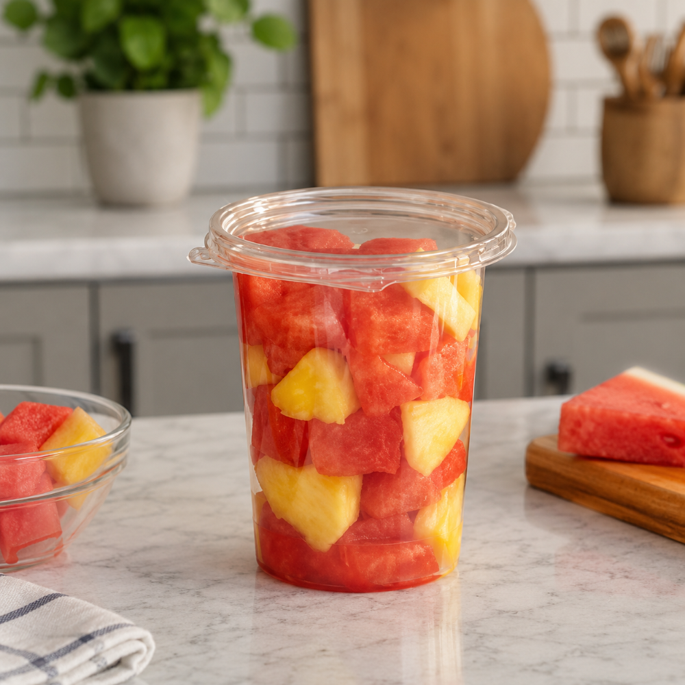 Safe-T-Fresh 32 oz. Tamper Evident Plastic Hinged Round Deli Container - Case of 240 - #TS4032R