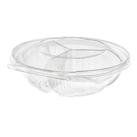 Safe-T-Fresh 52 oz. Tamper Evident 3-Compartment Clamshell Container - Case of 100 - #TS52R3N