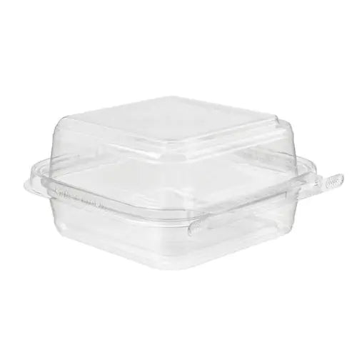 5" x 5" Tamper Evident & Tamper Resistant 27 oz. Deli Clamshell Container - Case of 272 - #TS5X5ST Inline Plastics
