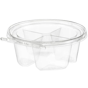 Safe-T-Fresh 7" Round Tamper Evident & Tamper Resistant 4 Compartment Clamshell Tub - Case of 156 - #TS7024C4 Inline Plastics